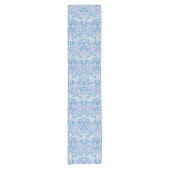 Elegant Blue Floral Pattern Korte Tafelloper (Voorkant)