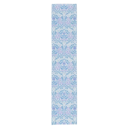 Elegant Blue Floral Pattern Korte Tafelloper (Voorkant)