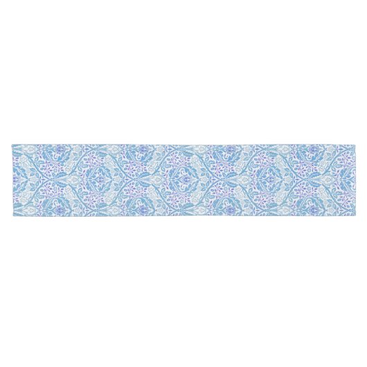Elegant Blue Floral Pattern Korte Tafelloper (Horizontaal)