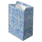 Elegant Blue Floral Pattern Medium Cadeauzakje (Voorkant Gekanteld)