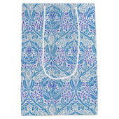 Elegant Blue Floral Pattern Medium Cadeauzakje (Achterkant)