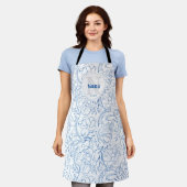 Elegant Blue Floral Pattern Monogrammed Nana Schort (Gedragen)