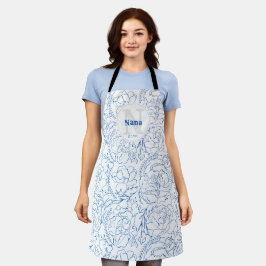 Elegant Blue Floral Pattern Monogrammed Nana Schort