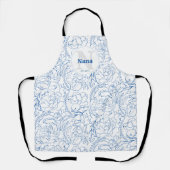 Elegant Blue Floral Pattern Monogrammed Nana Schort (Voorkant)