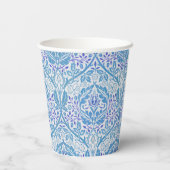 Elegant Blue Floral Pattern Papieren Bekers (Achterkant)