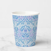 Elegant Blue Floral Pattern Papieren Bekers (Links)