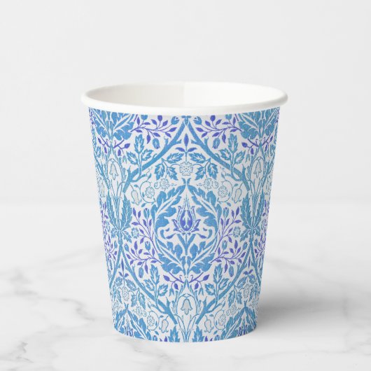 Elegant Blue Floral Pattern Papieren Bekers (Links)