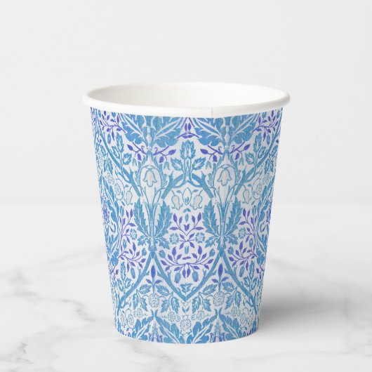 Elegant Blue Floral Pattern Papieren Bekers (Rechts)