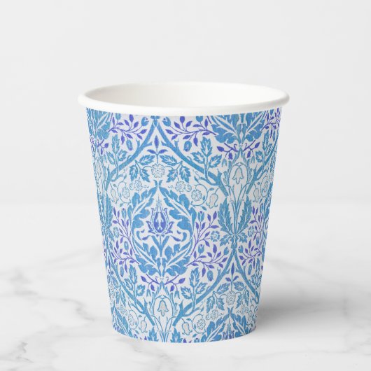 Elegant Blue Floral Pattern Papieren Bekers (Voorkant)