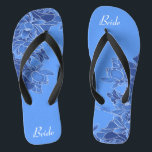 Elegant Blue Floral Pattern Wedding Bride Teenslippers<br><div class="desc">Deze elegante teenslippers zijn een iets blauw idee voor je bruiloft. Ze zullen een stijlvolle dosis glam toevoegen aan je trouwdag, een vrijgezellenfeest of een andere viering. ♥ pas het met uw formulering aan door de gebieden van de sjabloon te gebruiken. Als u de lettertypestijl, kleur of tekstplaatsing wilt wijzigen,...</div>