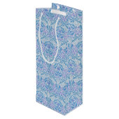 Elegant Blue Floral Pattern Wijn Cadeautas (Achterkant Gekanteld)