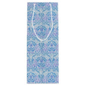Elegant Blue Floral Pattern Wijn Cadeautas (Achterkant)