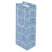 Elegant Blue Floral Pattern Wijn Cadeautas (Voorkant Gekanteld)