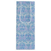 Elegant Blue Floral Pattern Wijn Cadeautas (Voorkant)