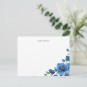 Elegant Blue Floral Personal Postcard Briefkaart (Staand voorkant)