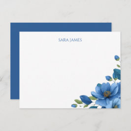 Elegant Blue Floral Personal Postcard Briefkaart