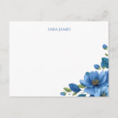 Elegant Blue Floral Personal Postcard Briefkaart (Voorkant)