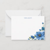 Elegant Blue Floral Personal Stationery Note Card Notitiekaartje (Voorkant)