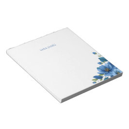 Elegant Blue Floral Personal Stationery Notepad Notitieblok