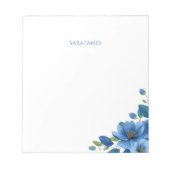 Elegant Blue Floral Personal Stationery Notepad Notitieblok (Voorkant)