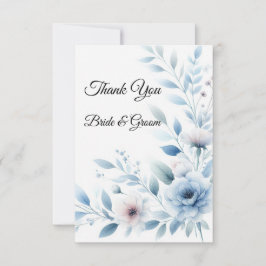 Elegant Blue Floral Photo Thank you Card Bedankkaart