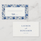 Elegant Blue Floral Plaatskaartje (Voorkant / Achterkant)