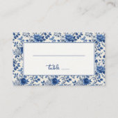 Elegant Blue Floral Plaatskaartje (Voorkant)