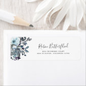 Elegant Blue Floral Return Address Etiket (Insitu)