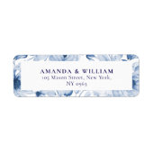 Elegant Blue Floral Return Address Label (Voorkant)