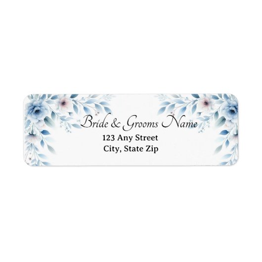 Elegant Blue Floral Return Address Labels (Voorkant)
