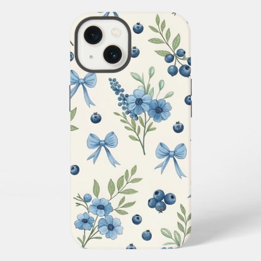 Elegant Blue Floral & Ribbon iPhone 13 Case – Aest iPhone Hoesje (Achterkant)