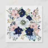 Elegant  Blue Floral Roos Pattern Sjabloon Vierkante Visitekaartje (Voorkant)