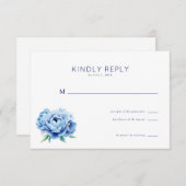 Elegant Blue Floral RSVP Card (Voorkant / Achterkant)