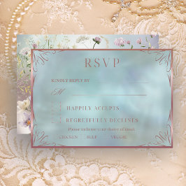 Elegant Blue Floral RSVP-kaart