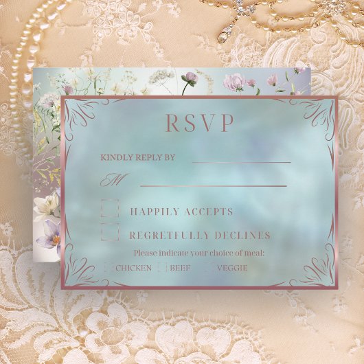 Elegant Blue Floral RSVP-kaart