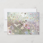 Elegant Blue Floral RSVP-kaart (Achterkant)