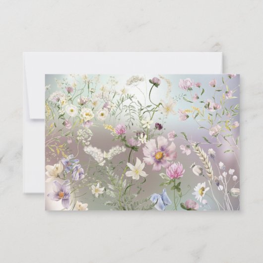 Elegant Blue Floral RSVP-kaart (Achterkant)