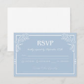 Elegant Blue Floral RSVP-kaart Notitiekaartje (Voorkant / Achterkant)