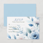 Elegant Blue Floral RSVP Kaartje (Voorkant / Achterkant)