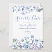 Elegant Blue Floral Save The Date (Voorkant)