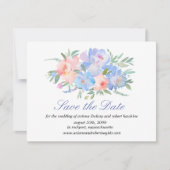 Elegant Blue Floral Save the Date Card Photo (Voorkant)