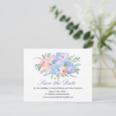 Elegant Blue Floral Save the Date Card Photo (Staand voorkant)