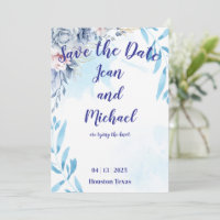 Elegant Blue Floral Save the Date