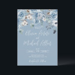 Elegant Blue Floral Script Wedding Invitation Kaart<br><div class="desc">Elegant blue rustic and chic bruiloft floral bruiloft nodigt u uit voor blauwe en witte kalligrafie. Rustisch en chic.</div>