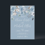 Elegant Blue Floral Script Wedding Invitation Kaart<br><div class="desc">Elegant blue rustic and chic bruiloft floral bruiloft nodigt u uit voor blauwe en witte kalligrafie. Rustisch en chic.</div>