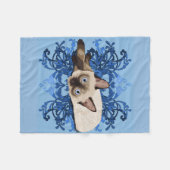 Elegant Blue Floral Siamese Cat  Feline Fleece Deken (Voorkant (Horizontaal))