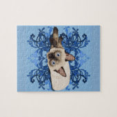 Elegant Blue Floral Siamese Cat  Feline Legpuzzel (Horizontaal)