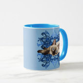 Elegant Blue Floral Siamese Cat  Feline Mok (Voorkant rechts)