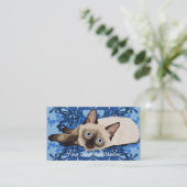 Elegant Blue Floral Siamese Cat  Feline Visitekaartje (Staand voorkant)
