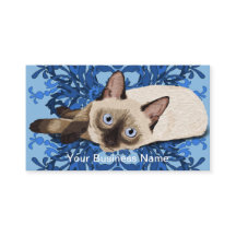 Elegant Blue Floral Siamese Cat Feline